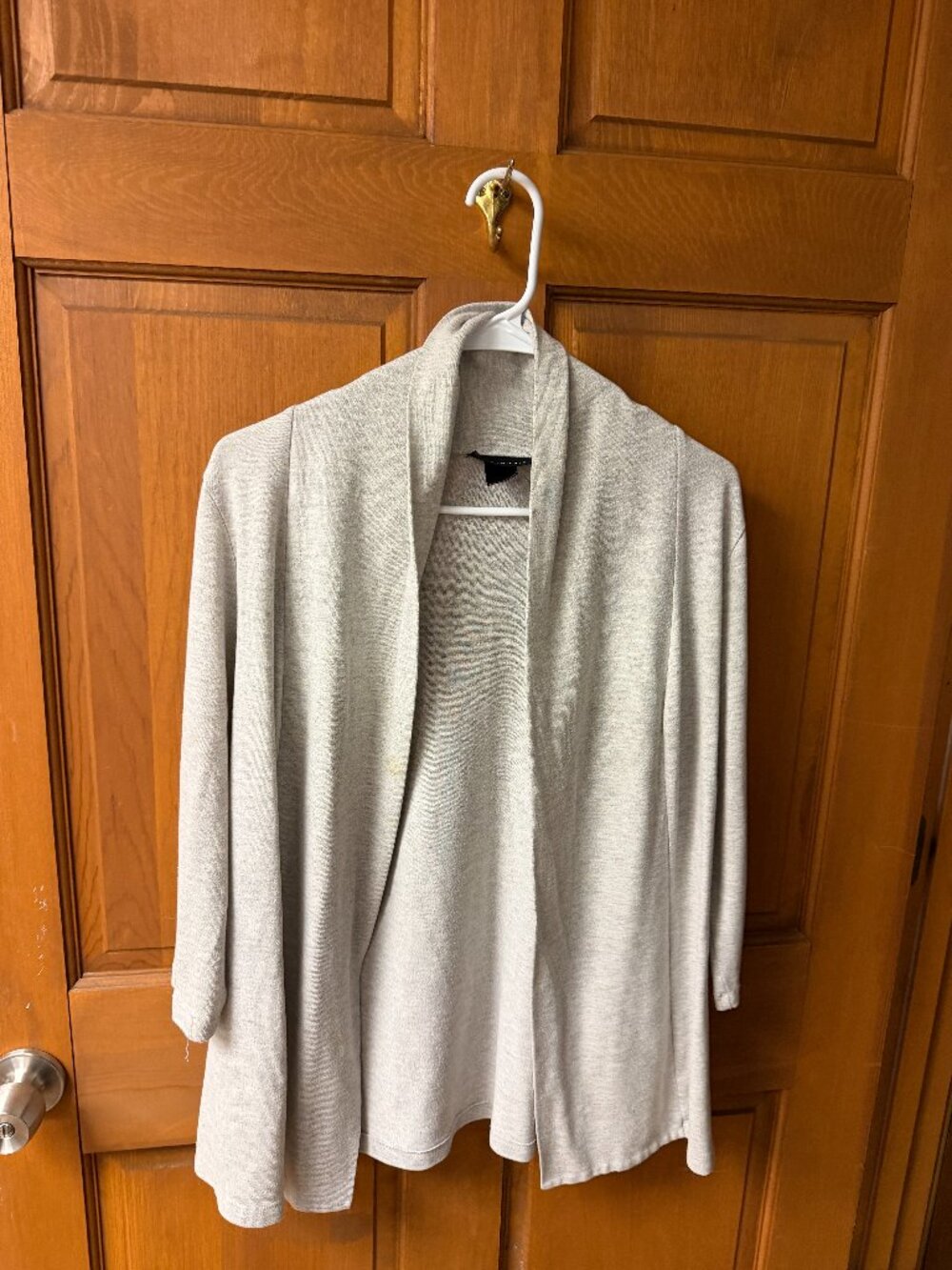 Ingredients Women's Long Light Gray Cardigan Jacket Size Large in Good Shape